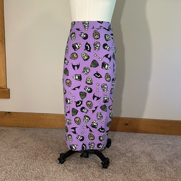 Pinup Couture Dresses & Skirts - Lavender knit stretch monster print pencil skirt